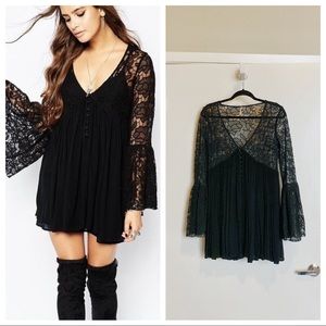 Free People Lace Babydoll Bell Sleeve Crochet